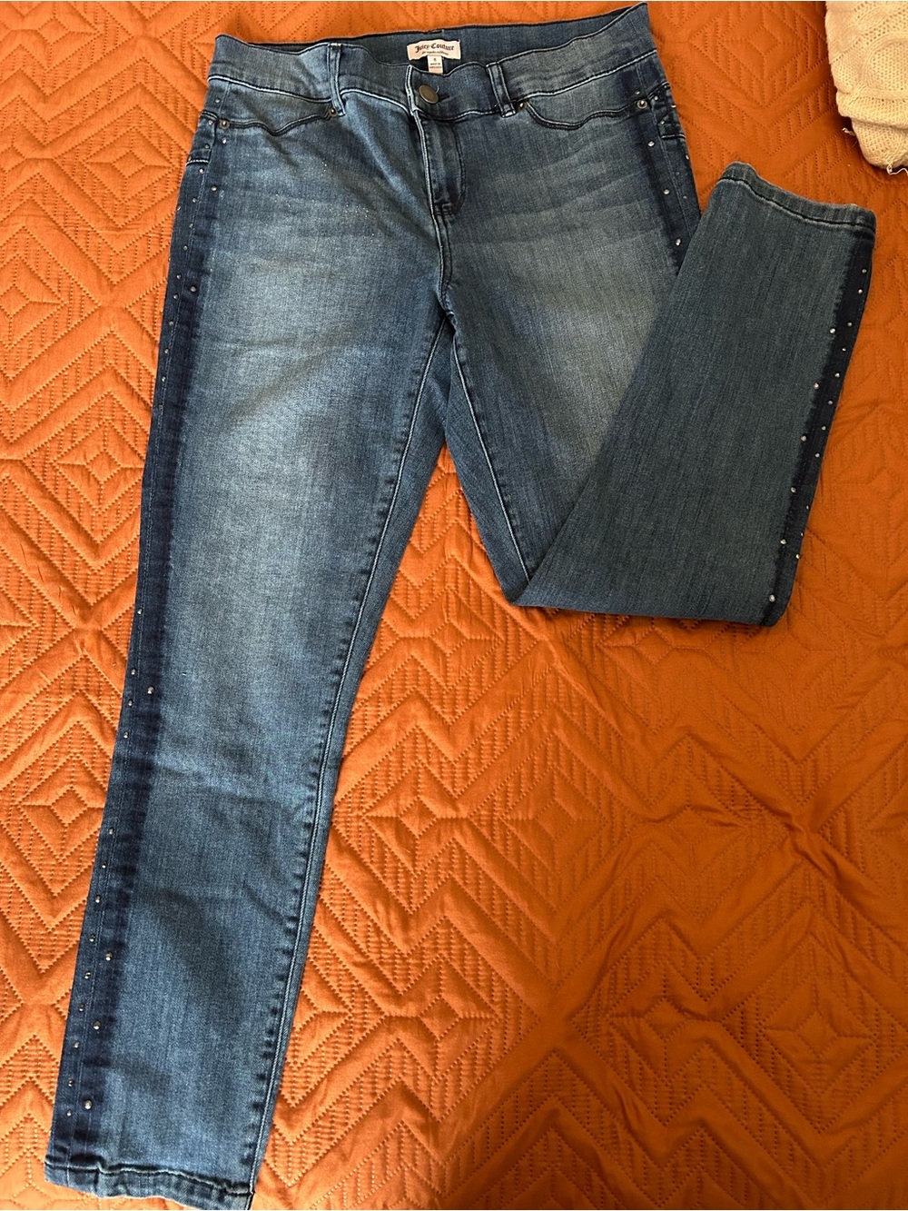 Juicy Couture Mid Blue Skinny Jeans with Side Stud Trim